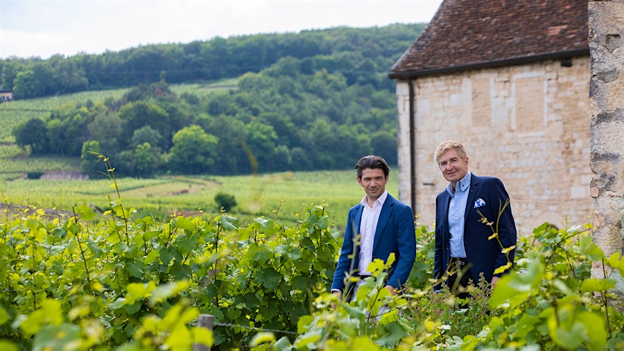 With violinist Gautier Capuçon (at left), Jean-Yves Thibaudet advises a wine and music festival in Burgundy, where he spent much of his childhood.