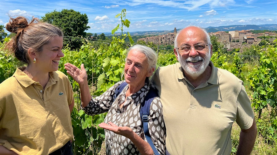 Sassotondo founders Edoardo Ventimiglia, his wife, Carla Benini, and their daughter, Francesca (left), have devoted much of their small winery's production to Ciliegiolo.